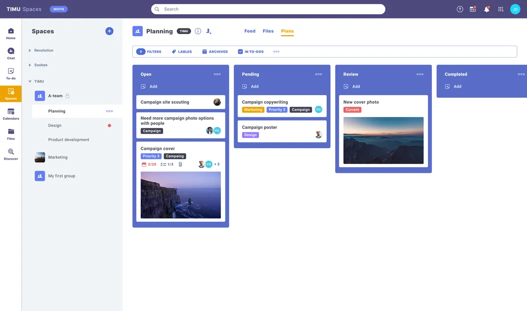 Screenshot of TIMU webapp plans